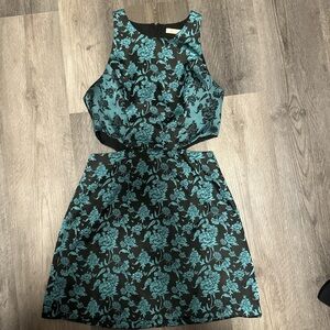 Elegant Black and Teal Floral Dress